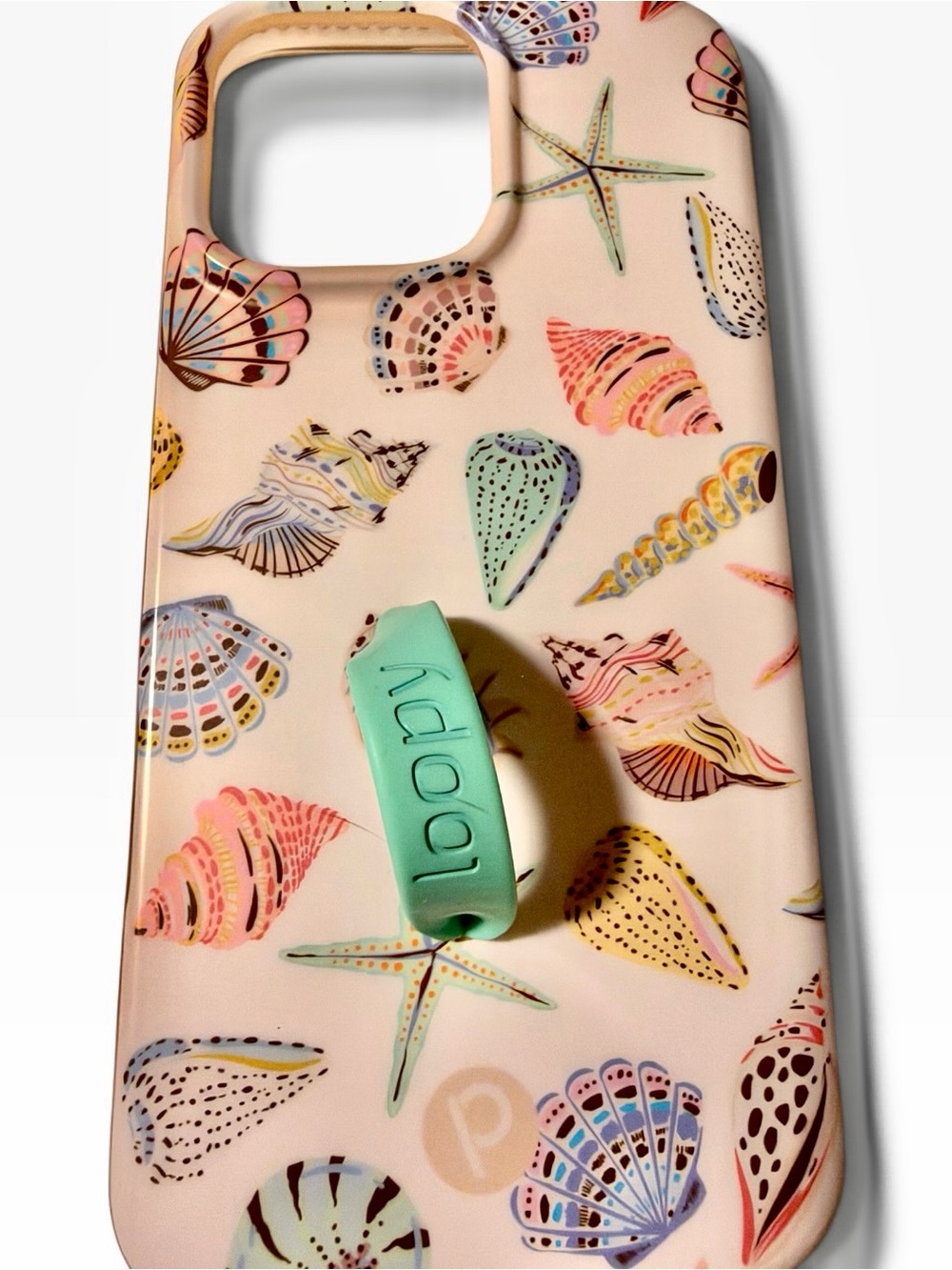 Loopy iPhone 16 Pro Max Case Seashell Beach Print Mint Loop